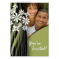 Flower Garden Wedding Photo Invitation (olive) cards