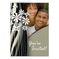 Flower Garden Wedding Photo Invitation (pewter) cards