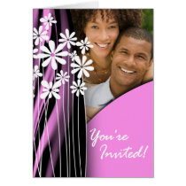 Flower Garden Wedding Photo Invitation (pink) cards
