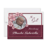 Flower Gem Pink Birth Announcements
