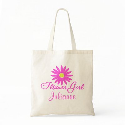 Flower Girl Daisy/ Pink Tote Bags