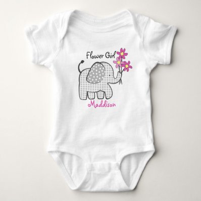 Flower Girl Elephant with Pink Flowers T Shirt