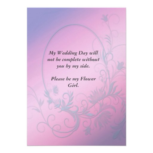 Flower girl inviation with star diamonds custom invitations