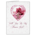 Flower Girl Pink Rose cards by StarStock Flower Girl Pink Rose cards