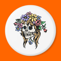 flower girl skull magnets