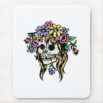 flower girl skull mousepads