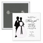 Flower girl swirls wedding favor pinback button