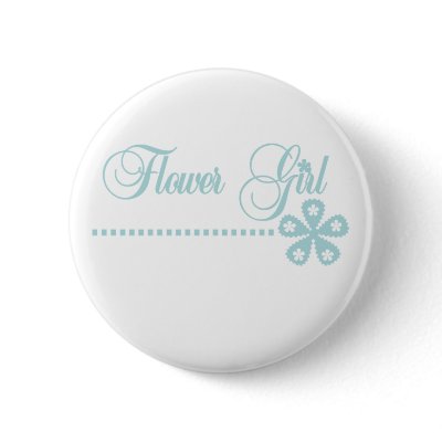 Flower Girl Teal Elegance Pinback Button