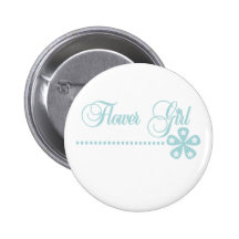 Flower Girl Teal Elegance Pinback Button