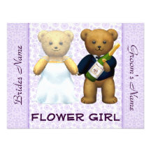 Flower Girl - Teddy Bears lilac Wedding Invite