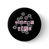 Flower Girl White on Black button