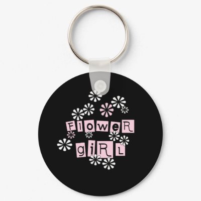 Flower Girl White on Black Keychains by weddingsareus