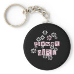 Flower Girl White on Black Keychains