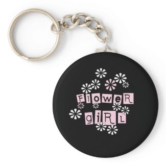 Flower Girl White on Black keychain