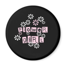 Flower Girl White on Black magnets