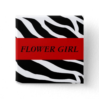 Flower Girl Zebra Wedding Button