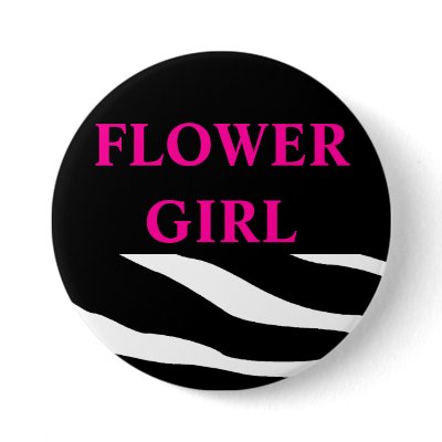 Flower Girl Zebra Wedding Button