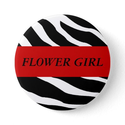 Flower Girl Zebra Wedding Button