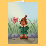 flower gnome garden greeting card cards