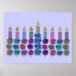Flower Hannukah Menorah Print