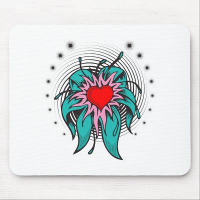 flower heart tattoo design mouse pad by doonidesigns