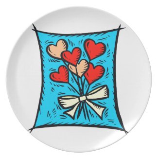 Flower hearts blue back party plate