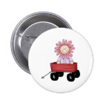 Flower Kid in Wagon Pinback Buttons