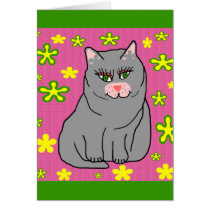 Flower kitty blank card