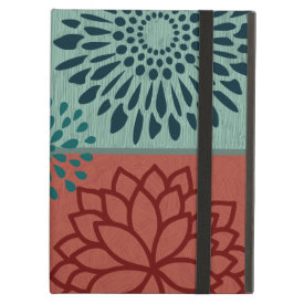Flower Line Art Red Blue Color Blocks Pattern iPad Covers