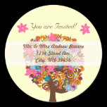 Flower Love Tree Pink Flower Wedding Seals