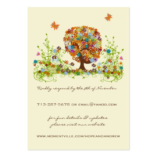 Flower Love Tree Response and Website Cards Business Card (front side)