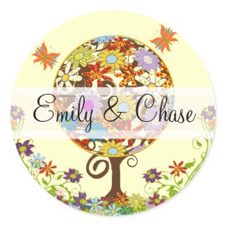 Flower Love Tree Wedding Stickers sticker