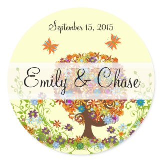 Flower Love Tree Wedding Stickers sticker