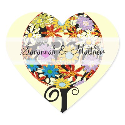 Flower Love Tree Wedding Stickers