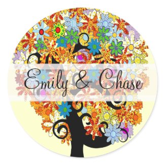 Flower Love Tree Wedding Stickers sticker