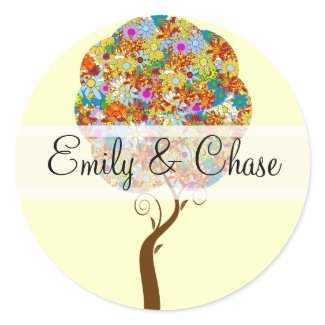 Flower Love Tree Wedding Stickers sticker