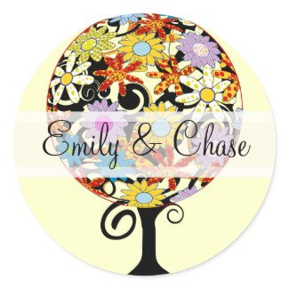 Flower Love Tree Wedding Stickers sticker