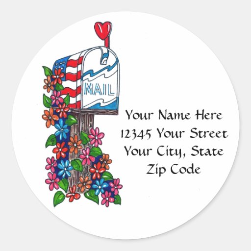Flower Mailbox Address Labels Classic Round Sticker Zazzle