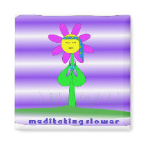 Flower Meditating Magnet by LyttleYellowFlower Flower Meditating Magnet