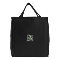 Flower Monogram Initial A embroidered bags by Embroidery4U Flower Monogram Initial A embroidered bags