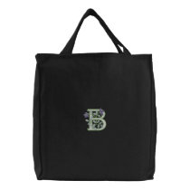 Flower Monogram Initial B embroidered bags by Embroidery4U Flower Monogram Initial B embroidered bags