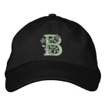 Flower Monogram Initial B embroidered hats