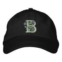 Flower Monogram Initial B Embroidered Hat