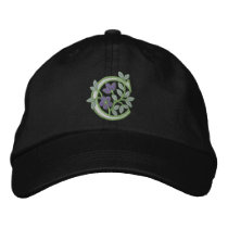Flower Monogram Initial C embroidered hats