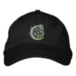 Flower Monogram Initial C Embroidered Hat