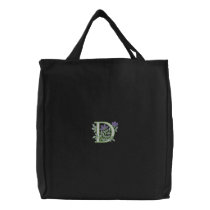 Flower Monogram Initial D embroidered bags by Embroidery4U Flower Monogram Initial D embroidered bags