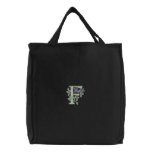 Flower Monogram Initial F Embroidered Bag
