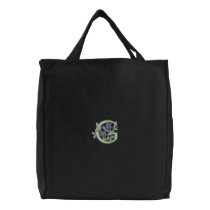 Flower Monogram Initial G embroidered bags
