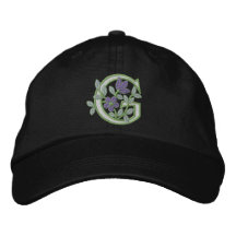 Flower Monogram Initial G Embroidered Baseball Cap