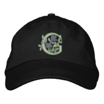 Flower Monogram Initial G embroidered hats